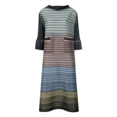 Elegant Vintage Pleated Loose Fit One Size Fits Most Midi Dress - FashionByTeresa
